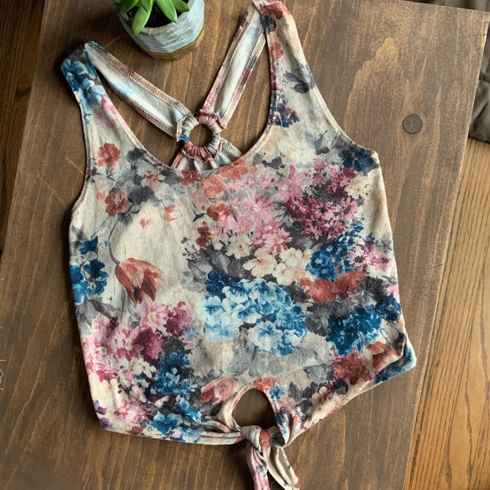 Floral Tie Front Crop Top